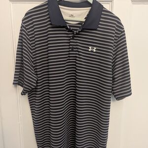 Under Armour Men's Polo with Navy and White Stripes